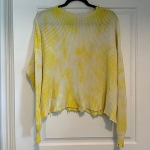 Fate | Yellow Tie-Dye Distressed Sweater